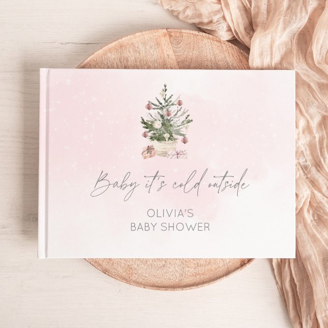 Baby its cold outside pink baby shower guest book (Creator Uploaded)