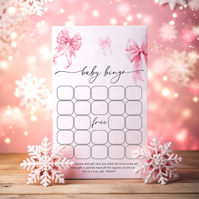 Baby Its Cold Outside Pink Bow Baby Bingo Game (Creator Uploaded)