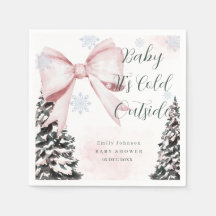 Baby It's Cold Outside Pink Bow Baby Shower
