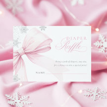 Baby It's Cold Outside Pink Bow Diaper Raffle Card