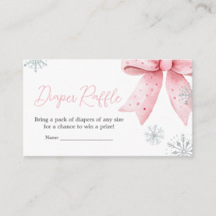 Baby Its Cold Outside Pink Bow Diaper Raffle Enclosure Card