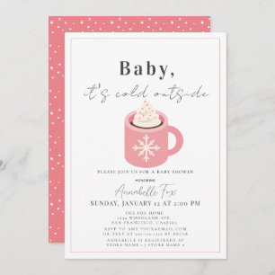 Baby It's Cold Outside Pink Cocoa Baby Shower Invitation