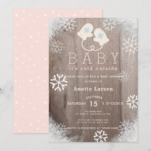 Baby Its Cold Outside Pink Shower Invitation