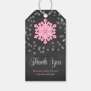 Baby It's Cold Outside Pink Snowflakes Baby Shower Gift Tags