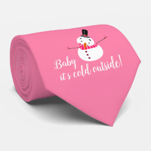 Baby It's Cold Outside, Pink Snowman Tie