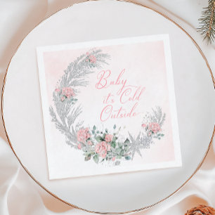 Baby its cold outside Pink Winter Napkin