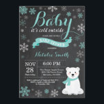 Baby Its Cold Outside Polar Bear Aqua Baby Shower Invitation<br><div class="desc">Baby Its Cold Outside Polar Bear Winter Baby Shower Invitation. Boy or Girl Baby Shower Invitation. Winter Holiday Baby Shower Invite. Aqua and White Snowflakes. Snowman and Chalkboard Background. For further customisation,  please click the "Customise it" button and use our design tool to modify this template.</div>