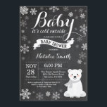 Baby Its Cold Outside Polar Bear Baby Shower<br><div class="desc">Baby Its Cold Outside Polar Bear Winter Baby Shower Invitation. Boy or Girl Baby Shower Invitation. Winter Holiday Baby Shower Invite. White Snowflakes. Snowman and Chalkboard Background. For further customisation,  please click the "Customise it" button and use our design tool to modify this template.</div>