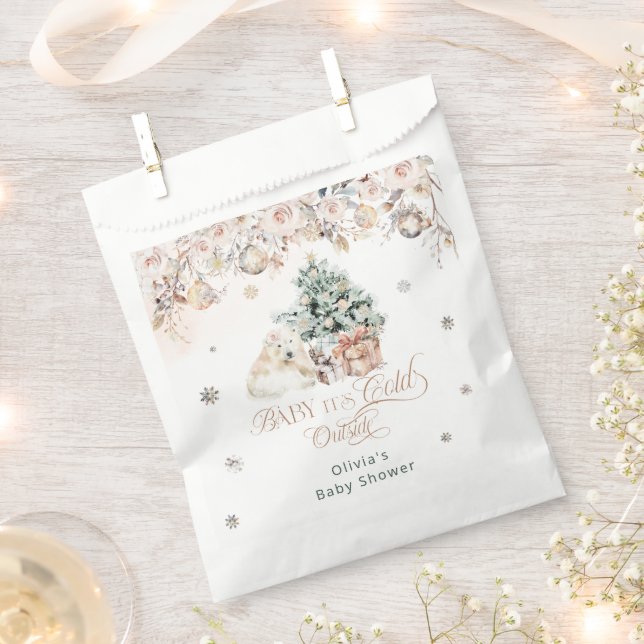 Baby it's Cold Outside Polar Bear Baby Shower Favour Bags (Clipped)
