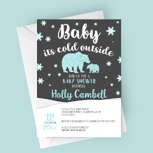 Baby It's Cold Outside Polar Bear Baby Shower Invitation