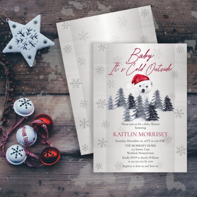 Baby It's Cold Outside Polar Bear Baby Shower Invitation (Creator Uploaded)
