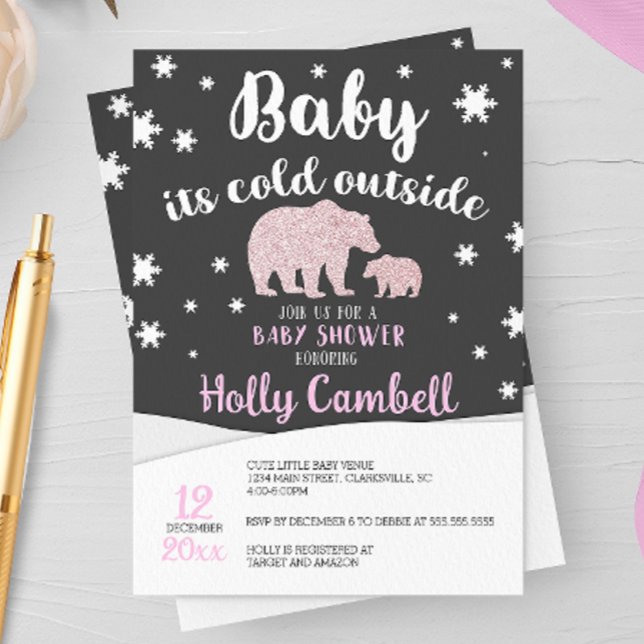 Baby It's Cold Outside Polar Bear Baby Shower Invitation (Creator Uploaded)
