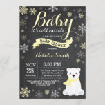 Baby Its Cold Outside Polar Bear Baby Shower Invitation<br><div class="desc">Baby Its Cold Outside Polar Bear Winter Baby Shower Invitation. Boy or Girl Baby Shower Invitation. Winter Holiday Baby Shower Invite. Yellow and White Snowflakes. Snowman and Chalkboard Background. For further customisation,  please click the "Customise it" button and use our design tool to modify this template.</div>