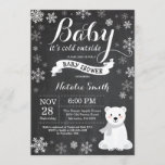 Baby Its Cold Outside Polar Bear Baby Shower Invitation<br><div class="desc">Baby Its Cold Outside Polar Bear Winter Baby Shower Invitation. Boy or Girl Baby Shower Invitation. Winter Holiday Baby Shower Invite. White Snowflakes. Snowman and Chalkboard Background. For further customisation,  please click the "Customise it" button and use our design tool to modify this template.</div>