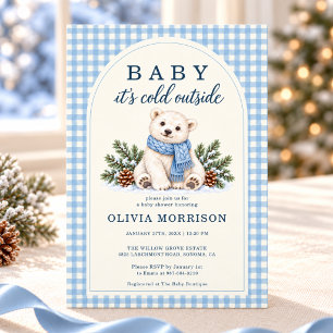 Baby It's Cold Outside Polar Bear Boy Baby Shower Invitation