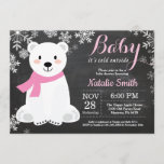 Baby its Cold Outside Polar Bear Girl Baby Shower Invitation<br><div class="desc">Baby its Cold Outside Polar Bear Girl Baby Shower Invitationn. Girl Baby Shower Invitation. Baby Polar Bear. Winter Holiday Baby Shower Invite. Pink and White Snowflakes. Chalkboard Background. For further customisation,  please click the "Customise it" button and use our design tool to modify this template.</div>