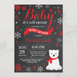 Baby Its Cold Outside Polar Bear Red Baby Shower Invitation<br><div class="desc">Baby Its Cold Outside Polar Bear Winter Baby Shower Invitation. Boy or Girl Baby Shower Invitation. Winter Holiday Baby Shower Invite. Red and White Snowflakes. Snowman and Chalkboard Background. For further customisation,  please click the "Customise it" button and use our design tool to modify this template.</div>