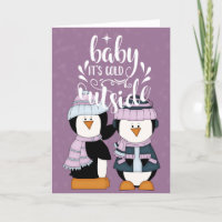 Baby It's Cold Outside Purple & Blue Penguins