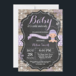 Baby its Cold Outside Purple Girl Baby Shower Invitation<br><div class="desc">Baby its Cold Outside Rustic Winter Baby Shower invitation. Purple Snowflake. Rustic Wood Chalkboard Background. Country Vintage Retro Barn. Girl Baby Shower Invitation. Winter Holiday Baby Shower Invite. Blue and White Snowflakes. For further customisation,  please click the "Customise it" button and use our design tool to modify this template.</div>