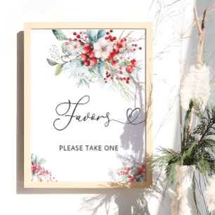 Baby it's Cold Outside Red Floral Favours Poster