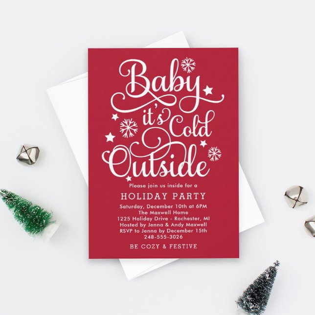 Baby Its Cold Outside Red Holiday Party Invitation (Creator Uploaded)