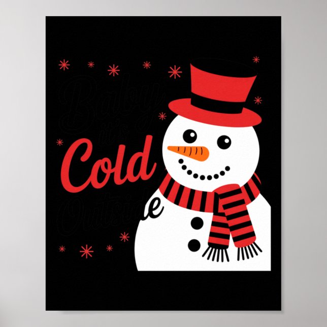 Baby It's Cold Outside Retro Christmas Long Sleeve Poster (Front)
