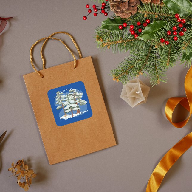 Baby its cold outside royal blue thank you square sticker (Creator Uploaded)