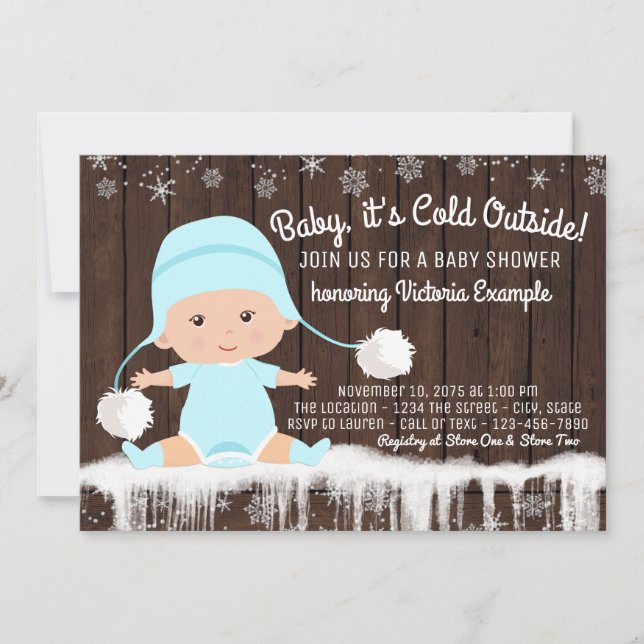 Baby its Cold Outside Rustic Snowflake Baby Shower Invitation (Front)
