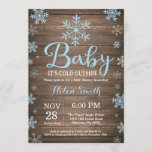 Baby Its Cold Outside Rustic Winter Baby Shower Invitation<br><div class="desc">Baby Its Cold Outside Rustic Winter Baby Shower Invitation. Boy Baby Shower Invitation. Winter Holiday Baby Shower Invite. Blue and White Snowflakes. Rustic Wood Background. Country Vintage Retro. For further customisation,  please click the "Customise it" button and use our design tool to modify this template.</div>