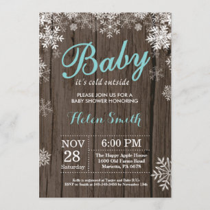 Baby its Cold Outside Rustic Winter Baby Shower Invitation