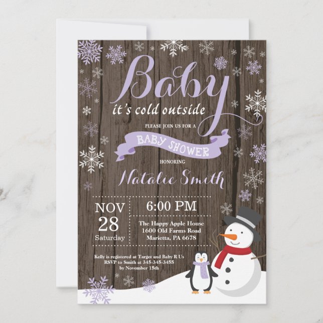 Baby Its Cold Outside Rustic Winter Baby Shower Invitation (Front)