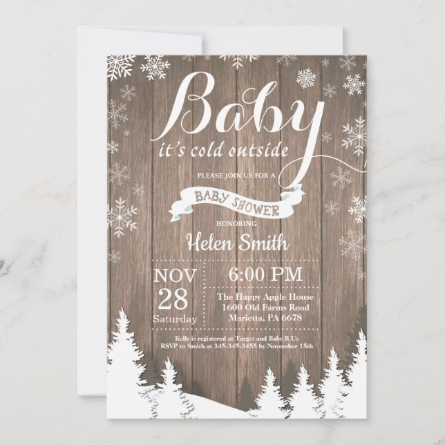 Baby its Cold Outside Rustic Winter Baby Shower Invitation (Front)