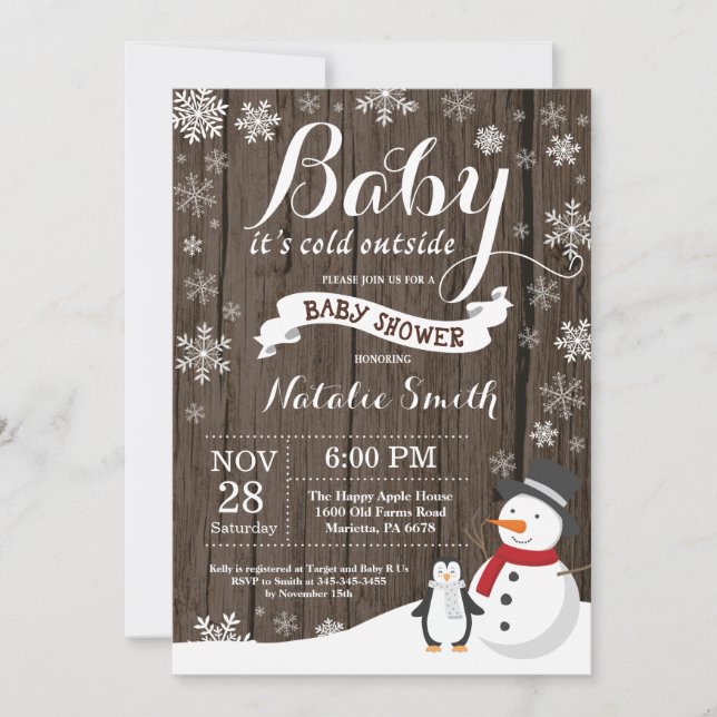 Baby Its Cold Outside Rustic Winter Baby Shower Invitation (Front)