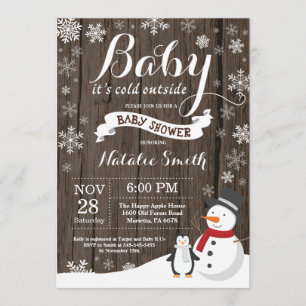 Baby Its Cold Outside Rustic Winter Baby Shower Invitation