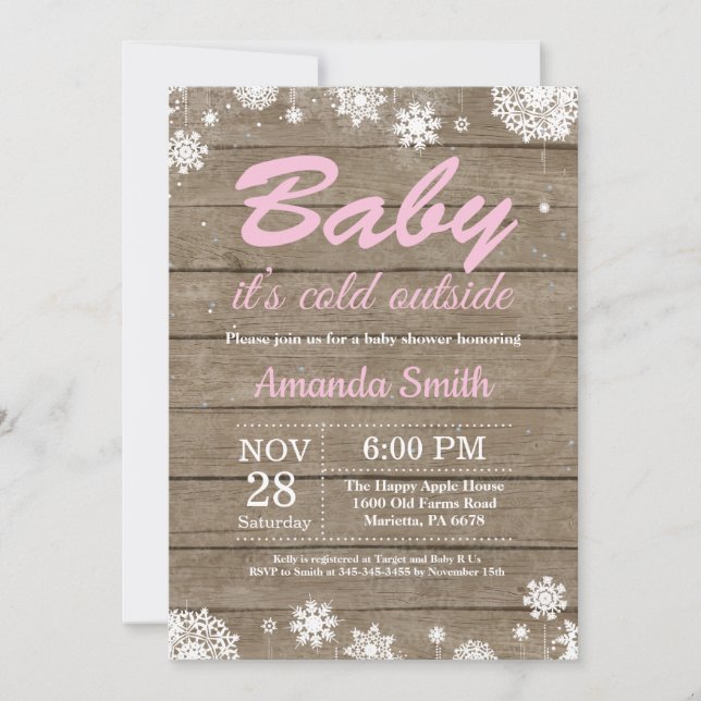 Baby its Cold Outside Rustic Winter Baby Shower Invitation (Front)