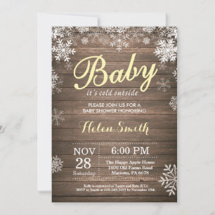 Baby its Cold Outside Rustic Winter Baby Shower Invitation