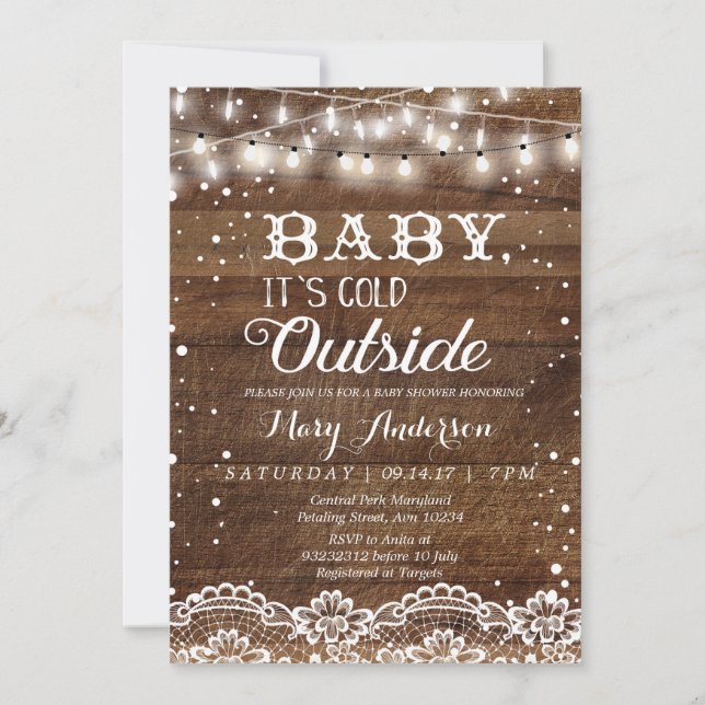 Baby It's Cold Outside Rustic Winter Baby Shower Invitation (Front)