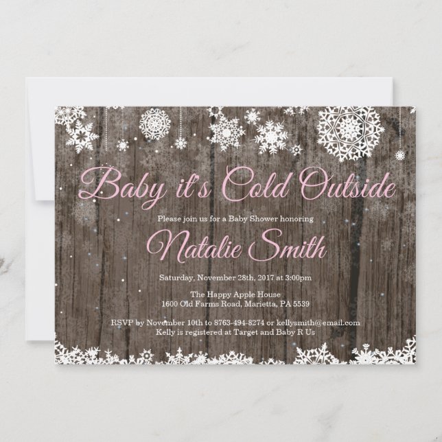 Baby Its Cold Outside Rustic Winter Baby Shower Invitation (Front)