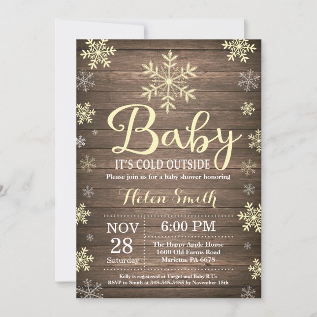 Baby Its Cold Outside Rustic Winter Baby Shower Invitation (Front)