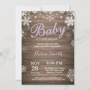 Baby its Cold Outside Rustic Winter Baby Shower Invitation