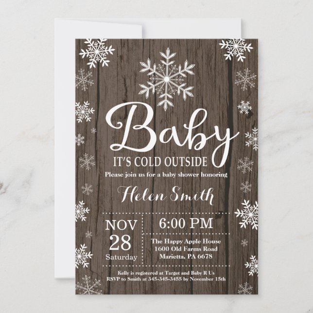 Baby Its Cold Outside Rustic Winter Baby Shower Invitation (Front)