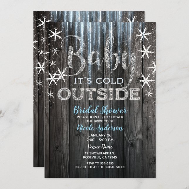 Baby it's Cold Outside Rustic Winter Bridal Shower Invitation (Front/Back)