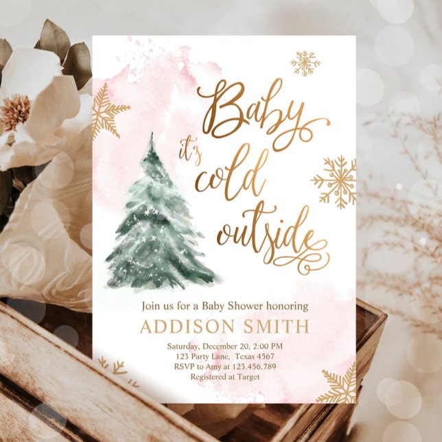 Baby It's Cold Outside Shower Winter Tree Girl  Invitation (Creator Uploaded)