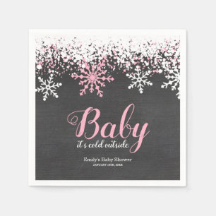 Baby Its Cold Outside Snow Winter Girl Baby Shower Napkin