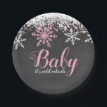 Baby Its Cold Outside Snow Winter Girl Baby Shower Paper Plate<br><div class="desc">Girl winter themed baby shower paper plates. This cute design features pink and white snowflakes on a chalkboard background.</div>