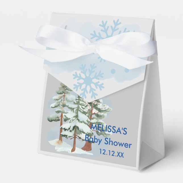 Baby its cold outside snowflake winter forest favour box (Front Side)