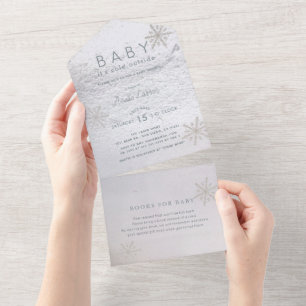 Baby It's Cold Outside Snowflakes Baby Shower All  All In One Invitation