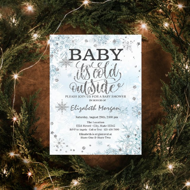 Baby It's Cold Outside Snowflakes Baby Shower Invitation (Creator Uploaded)