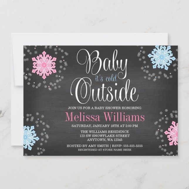 Baby It's Cold Outside Snowflakes Baby Shower Invitation (Front)
