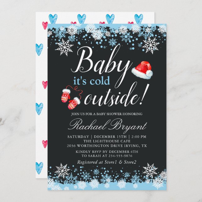Baby Its Cold Outside Snowflakes Cute Baby Shower Invitation (Front/Back)